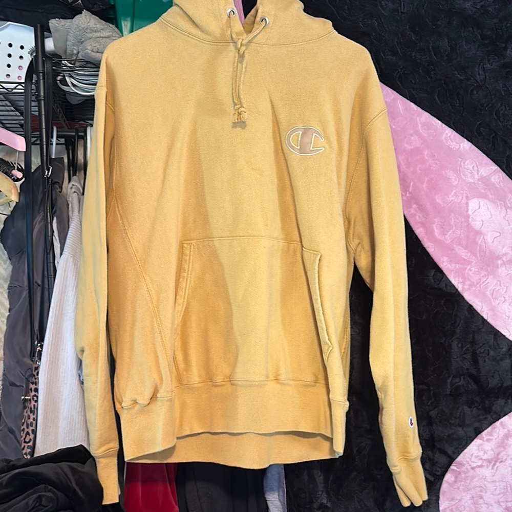 Champion Yellow Hoodie Sweatshirt Pullover